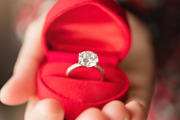 persona realizando una pedidas de mano con un anillo de diamante