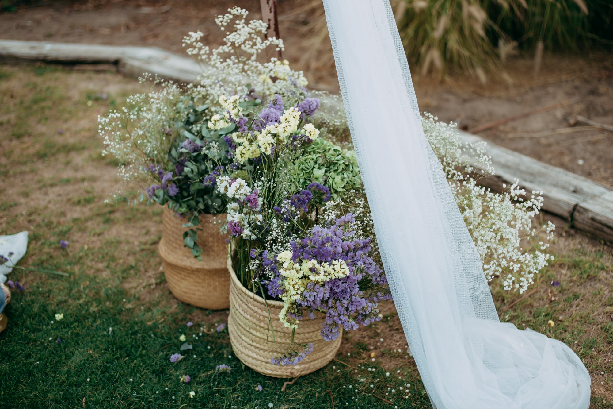 seating Plan con cestos de flores